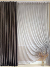 Комплект штора бархат+тюль сетка Эмма