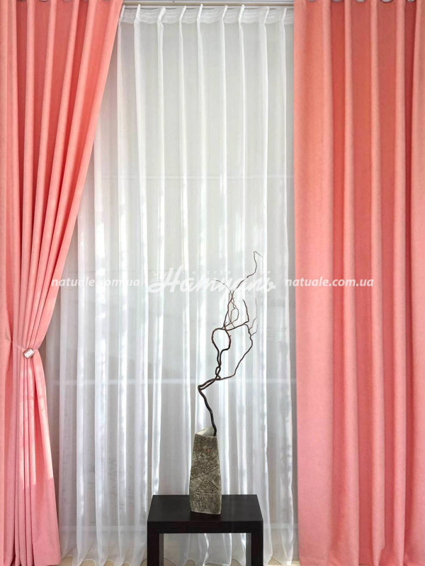 Шторы на метраж микровелюр Лофт коралловые