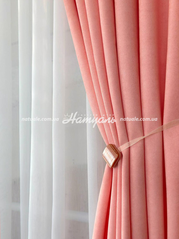 Шторы на метраж микровелюр Лофт коралловые