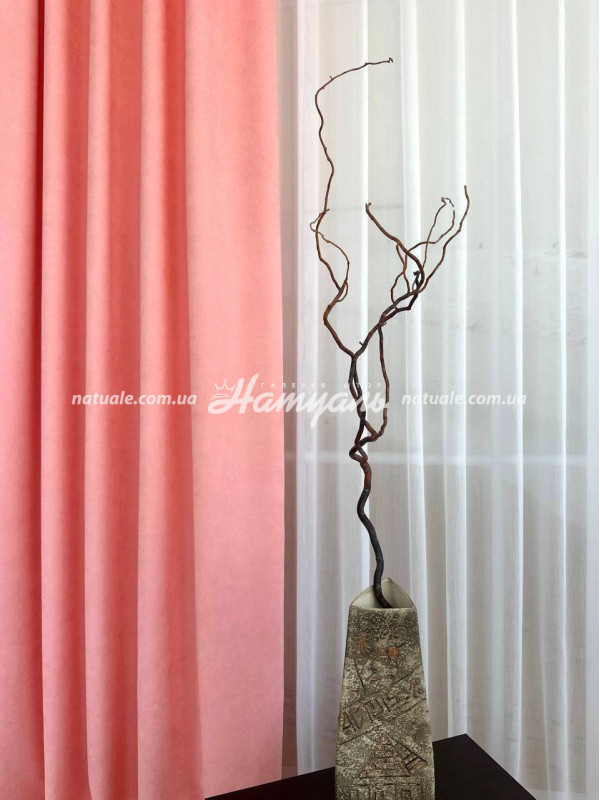 Шторы на метраж микровелюр Лофт коралловые