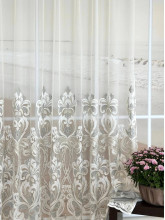 Тюль-сетка грек вышитая гладью Лила молочный