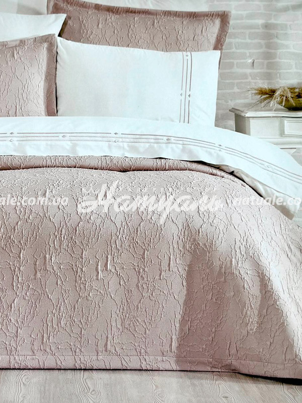 Постільний комплект з покривалом Vinaldi Bianka 200х220см какао+молочний