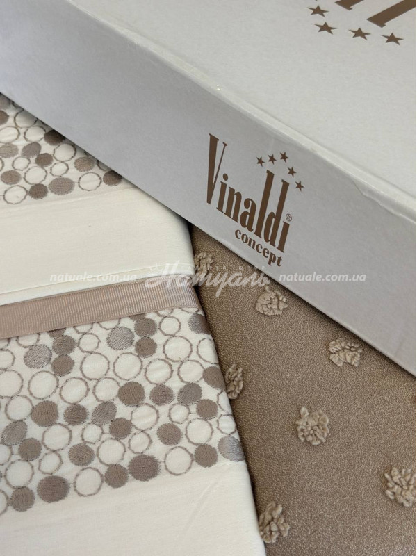 Постільний комплект з покривалом Vinaldi Manchester 200х220см капучино+молочний