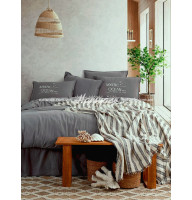 Постельное белье с покрывалом Istanbul Mystic Ocean Grey 200х220см голубой+молочный