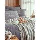 Постельное белье с покрывалом Istanbul Mystic Ocean Grey 200х220см голубой+молочный