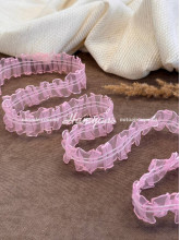 Кружево-тасьма для штор и тюля Розали 25 мм розовое