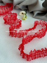 Кружево-тасьма для штор и тюля Розали 25 мм красное