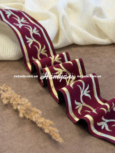 Тесьма-бордер для штор и тюля Исида 65 мм бордо+золото