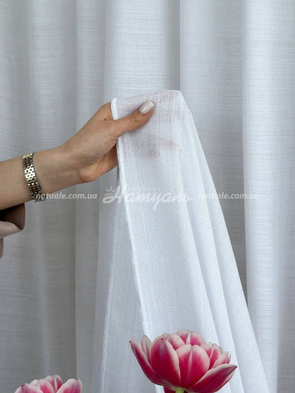 Гардины на метраж лен Фиджи белые