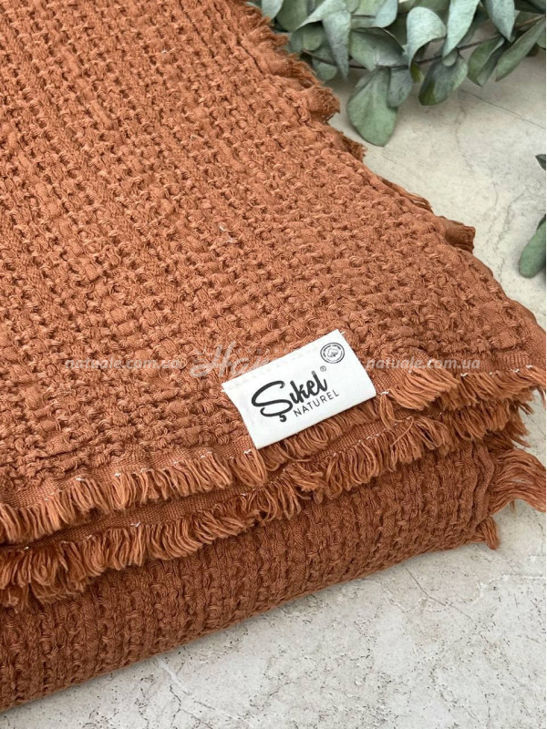 Плед-покривало муслінове Sikel Sima 210×240 см теракот