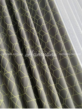 Шторы на метраж атлас Модена из салатовой вышивкой