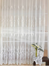 Тюль-батист вышитый кордовой нитью Тео молочный