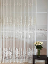 Тюль-батист вышитый кордовой нитью Ария молочный
