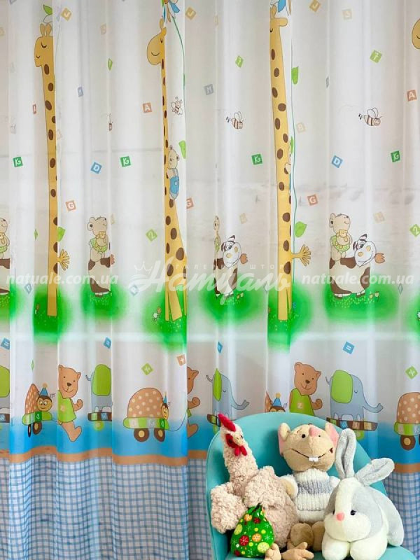 Тюль-вуаль принт Іграшки Блакитний низ
