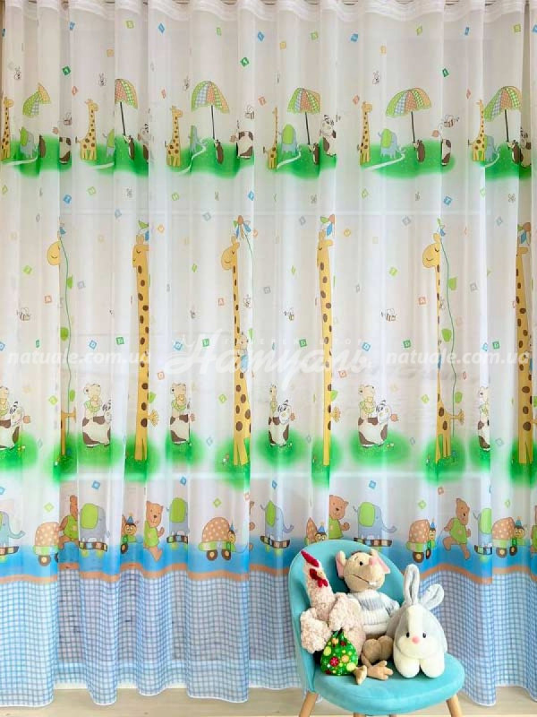 Тюль-вуаль принт Іграшки Блакитний низ