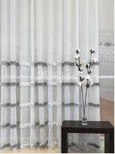 Тюль-лен вышитый Натали белый+серый омбре