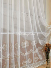 Тюль-бамбук вышитый Соната молочный+каппучино 400х270