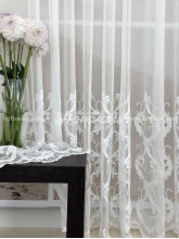 Тюль-бамбук вышитый Жоржина белый 400х270