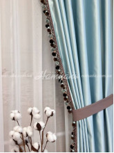 Комплект шторы атлас-димаут+тюль сетка Жасмин бирюза