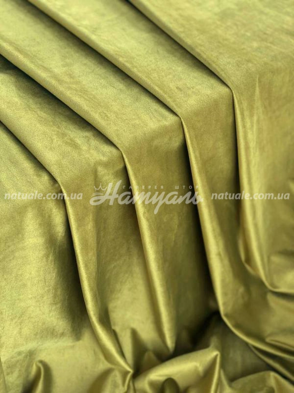 Шторы на метраж Бархат травяные