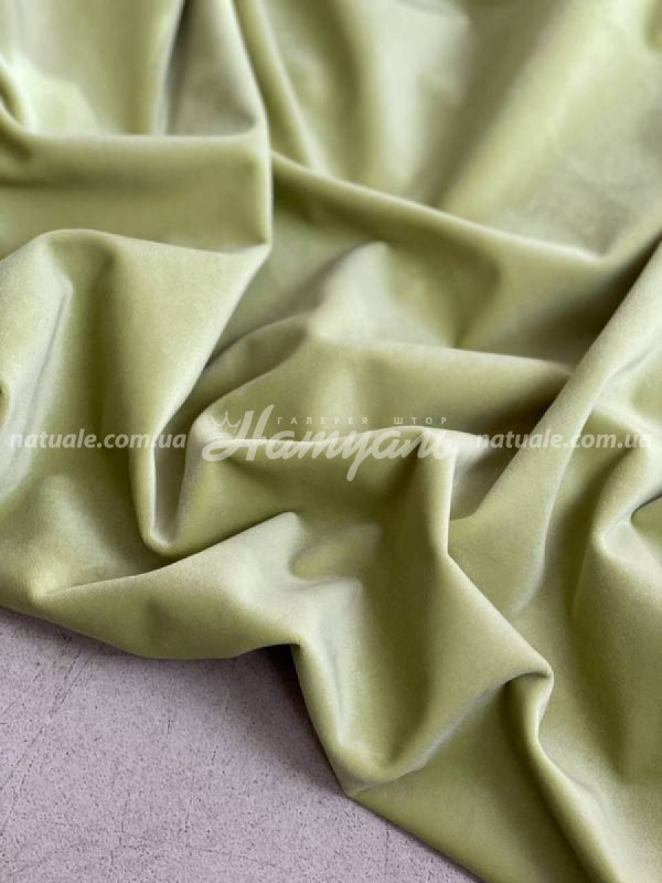 Шторы на метраж Бархат зеленое яблоко