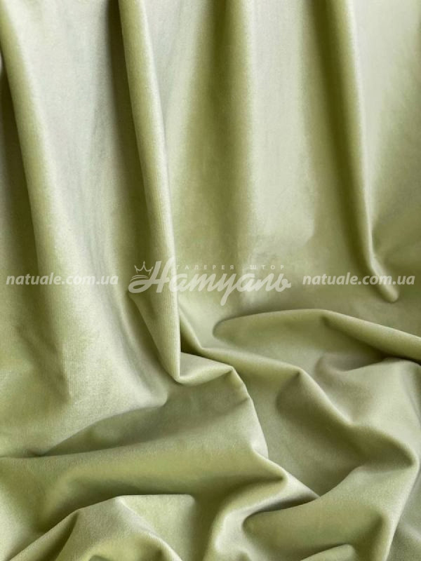 Шторы на метраж Бархат зеленое яблоко