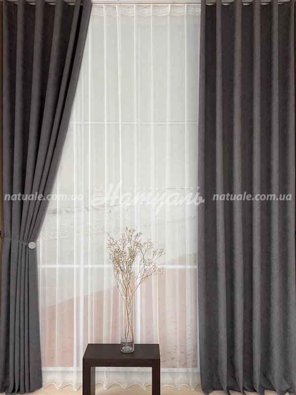 Шторы на метраж микровелюр Лофт серые