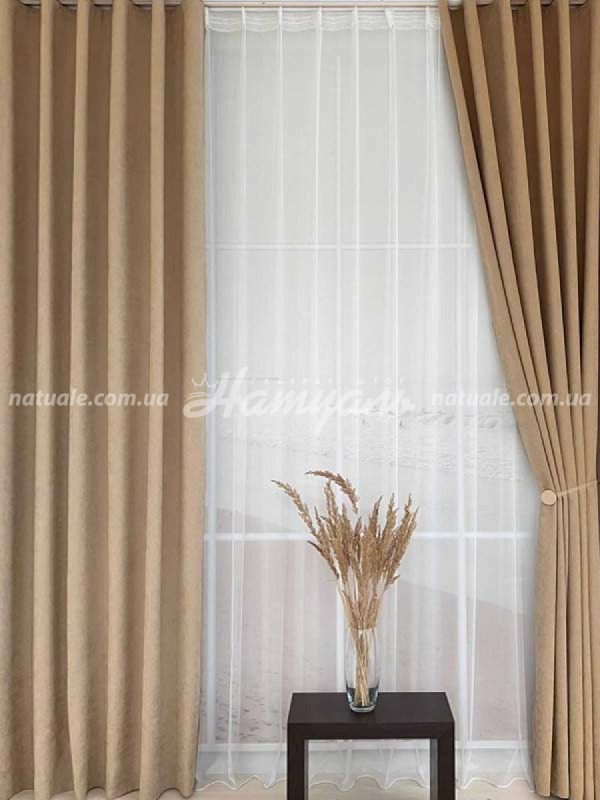 Шторы на метраж микровелюр Лофт бежевые