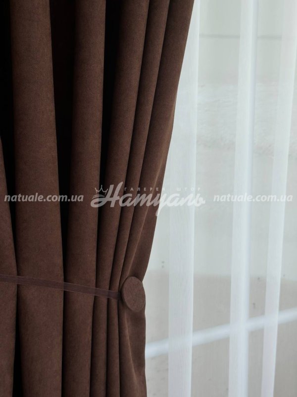 Шторы на метраж микровелюр Лофт коричневые