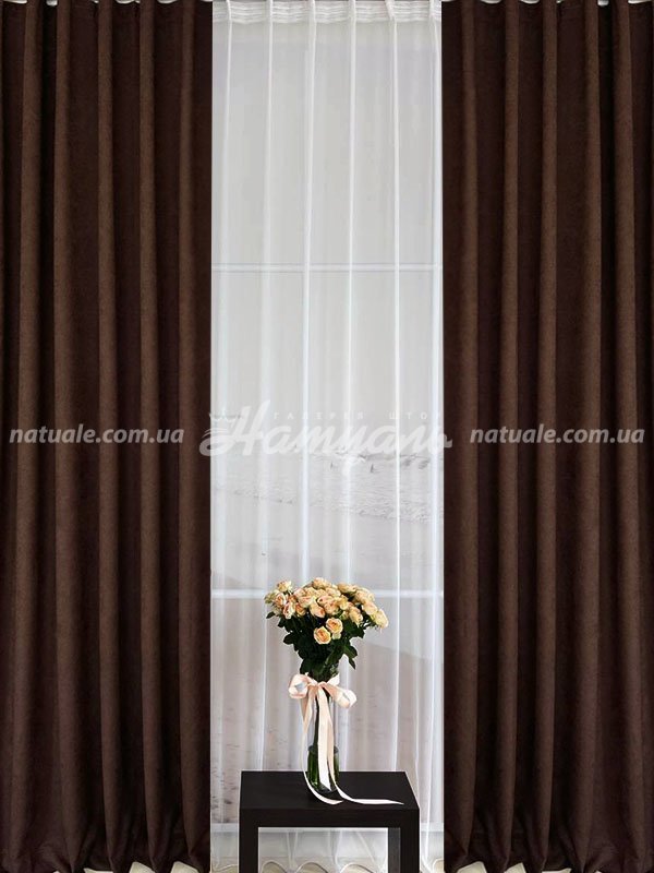Шторы на метраж микровелюр Лофт коричневые