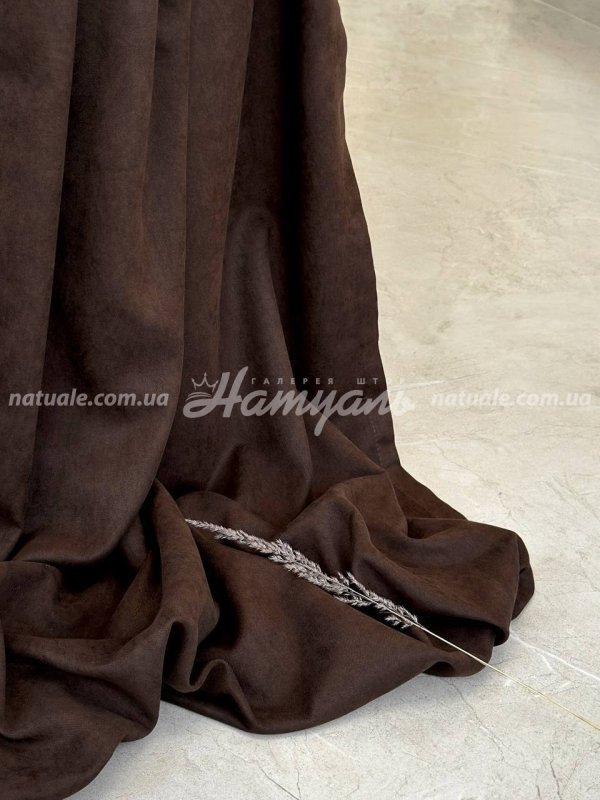 Шторы на метраж микровелюр Лофт коричневые