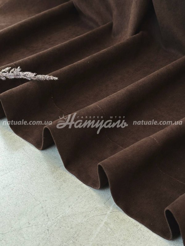 Шторы на метраж микровелюр Лофт коричневые