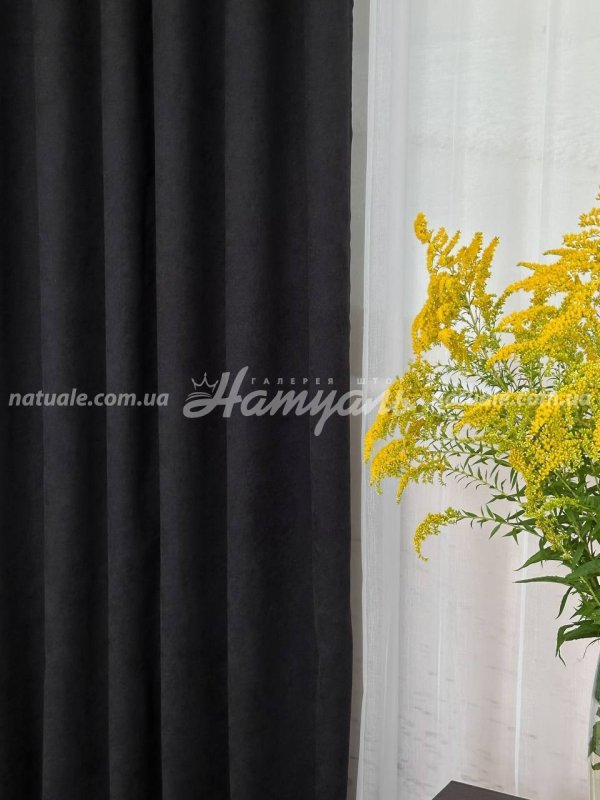 Шторы на метраж микровелюр Лофт черные
