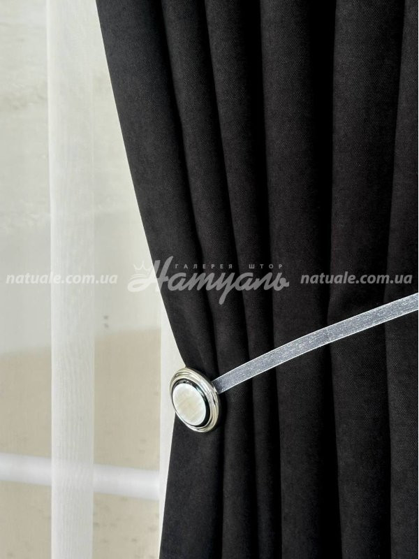 Шторы на метраж микровелюр Лофт черные