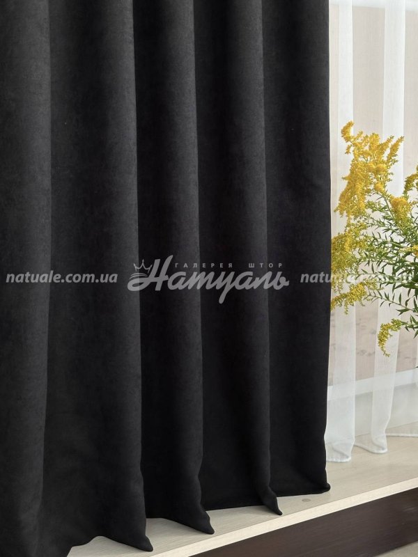 Шторы на метраж микровелюр Лофт черные
