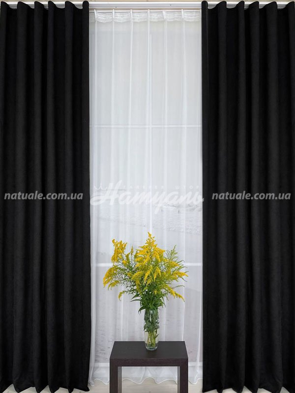 Шторы на метраж микровелюр Лофт черные