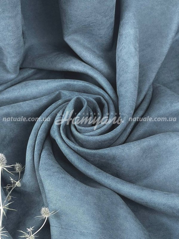 Шторы на метраж микровелюр Лофт джинсовые