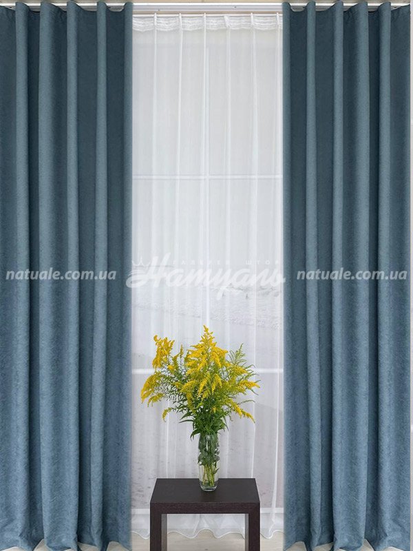 Шторы на метраж микровелюр Лофт джинсовые