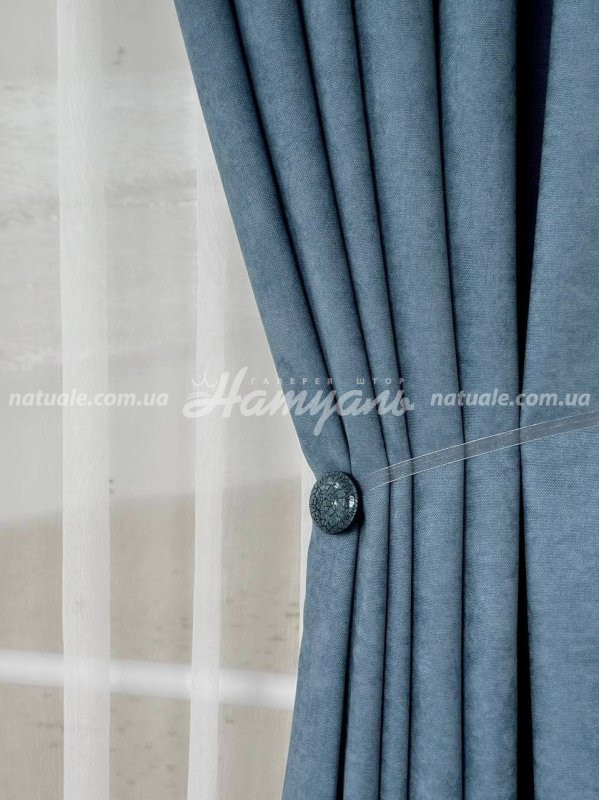 Шторы на метраж микровелюр Лофт джинсовые