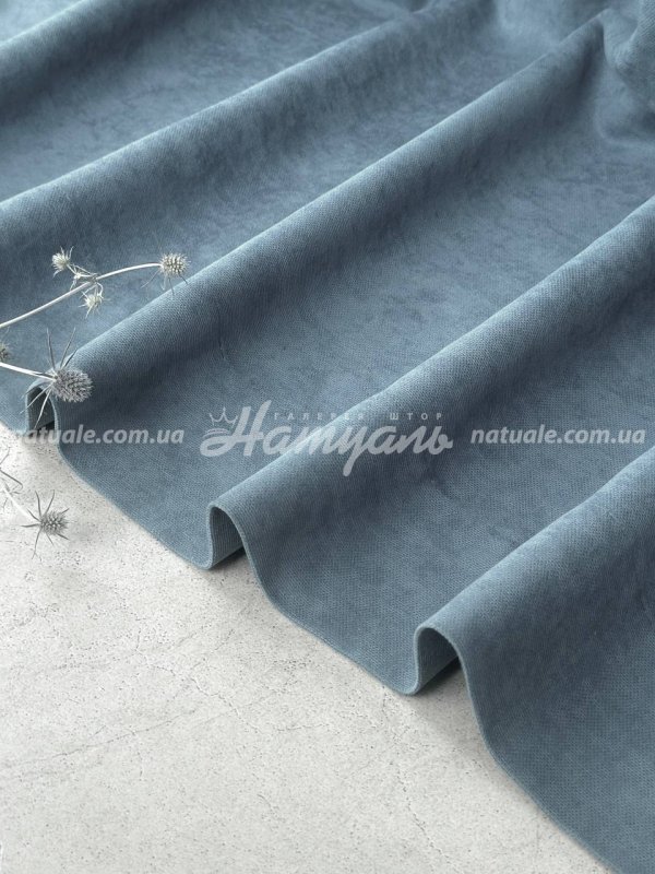 Шторы на метраж микровелюр Лофт джинсовые