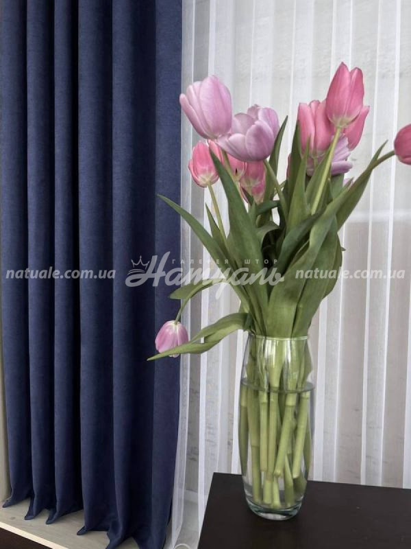 Шторы на метраж микровелюр Лофт синие