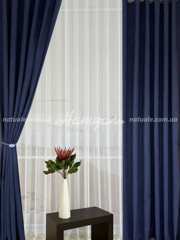 Шторы на метраж микровелюр Лофт синие