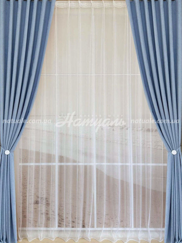 Шторы на метраж микровелюр Лофт голубые