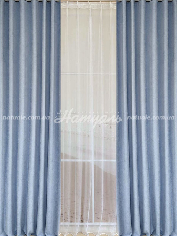 Шторы на метраж микровелюр Лофт голубые