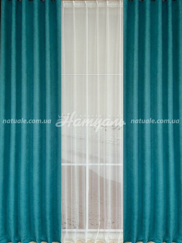 Шторы на метраж микровелюр Лофт бирюзовые