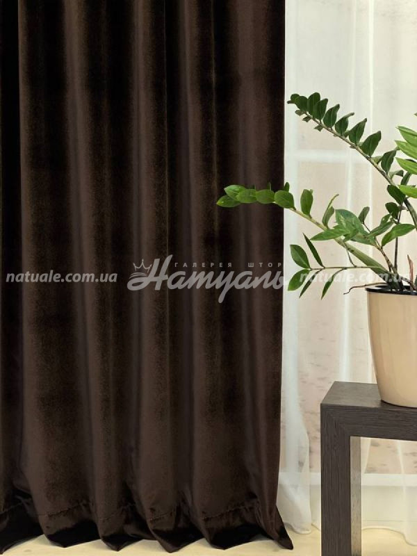 Шторы на метраж бархат Королевский темный шоколад