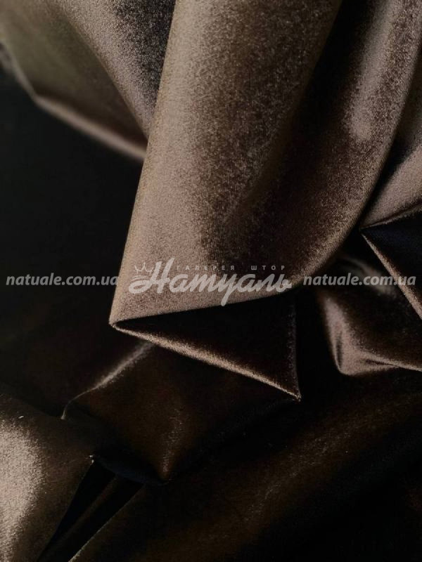 Шторы на метраж бархат Королевский темный шоколад