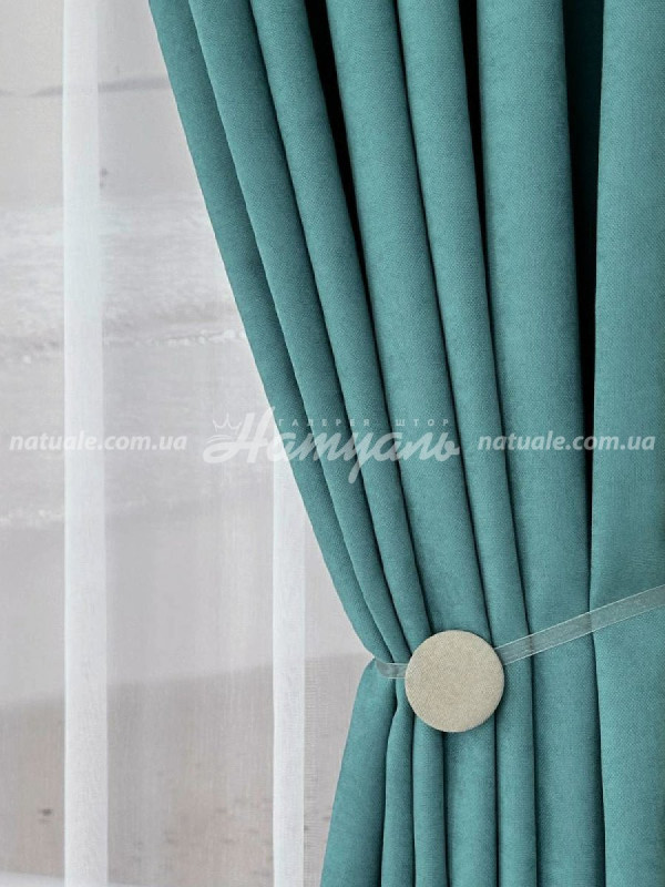 Шторы на метраж микровелюр Лофт морская волна