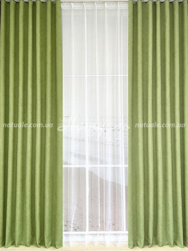 Шторы на метраж микровелюр Лофт гороховые