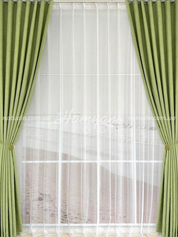 Шторы на метраж микровелюр Лофт гороховые